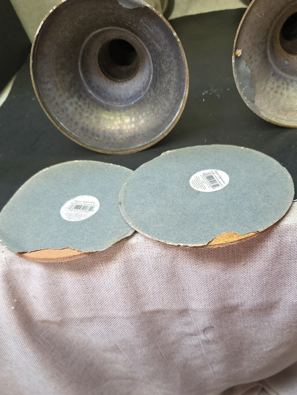 Set of 2 Elegant Expressions Nickle Hammered Mantel Candle‎ Holders,